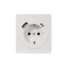 KR-78-0704-1 Розетка ROUND 1-ая с/з с/у з/ш 16А с USB A+C быстрой зарядки 5В/3А