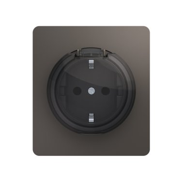 Фотография товара 'KR-78-0702-2 Розетка ROUND 1-ая с/з с/у, со шторками и крышкой 16А'