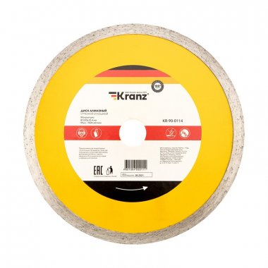 Фотография товара 'Kranz KR-90-0114 Диск алмазный отрезной сплошной 200x25.4/22.2x2x10 мм'