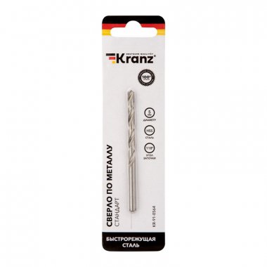 Фотография товара 'Kranz KR-91-0564 Сверло по металлу 5,0х86х52 мм HSS'