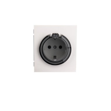 Фотография товара 'KR-78-0702-4 Розетка STRONG 1-ая с/з с/у, со шторками и крышкой 16А'