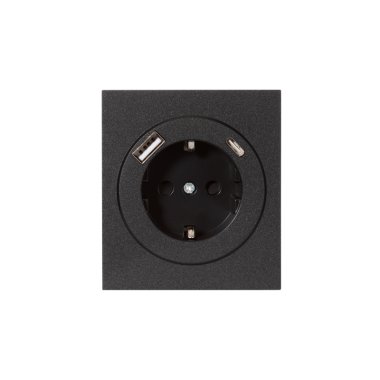 Фотография товара 'KR-78-0704-5 Розетка STRONG 1-ая с/з с/у з/ш 16А с USB A+C быстрой зарядки 5В/3А'