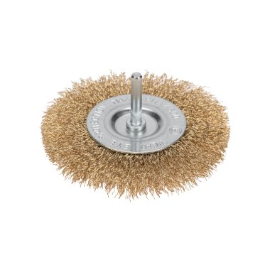 Фотография товара 'Kranz KR-91-1231 Щетка дисковая для дрели, витая латунированная проволока, 100мм'