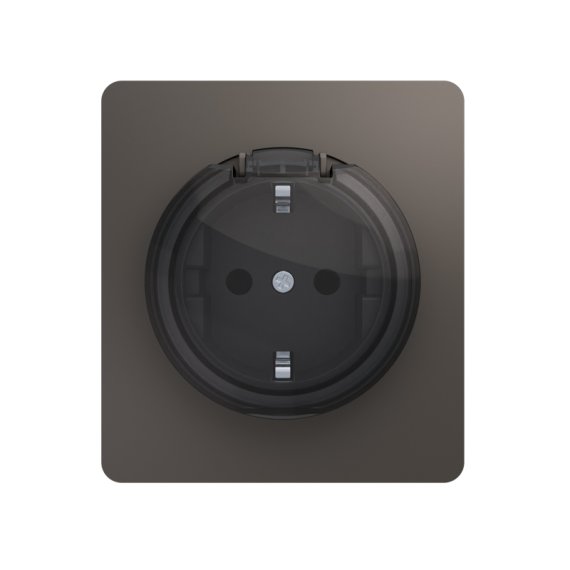 Фотография товара 'KR-78-0702-2 Розетка ROUND 1-ая с/з с/у, со шторками и крышкой 16А'