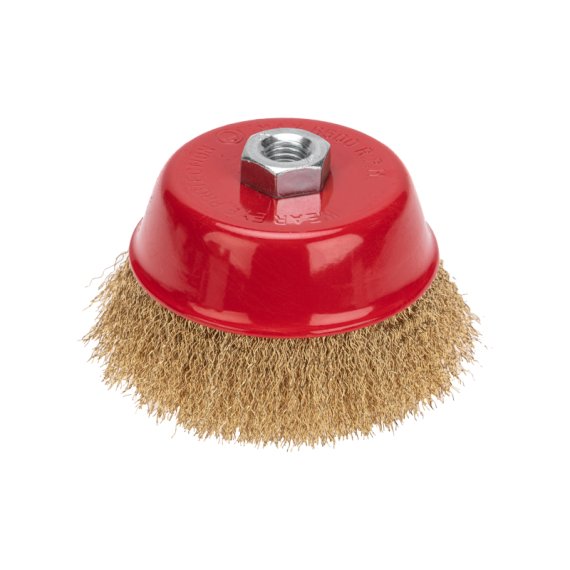 Фотография товара 'Kranz KR-91-1210 Щетка чашечная для УШМ, витая латунированная проволока, 125мм, М14'