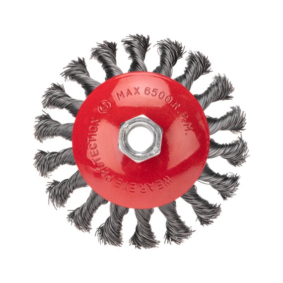 Фотография товара 'Kranz KR-91-1202 Щетка коническая для УШМ, крученая стальная проволока, 115мм, М14'