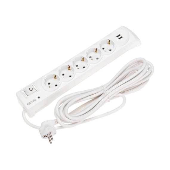 Фотография товара 'Kranz 13-4701 Фильтр сетевой 5 гнезд, 5м, 3х1,5мм?, с автовыкл'