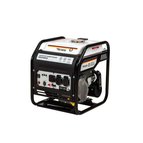 Фотография товара 'Kranz KR-16-1142 Генератор инверторный KR2500IO, 2,5кВт, 230В, 7л, открытый корпус, ручной старт'