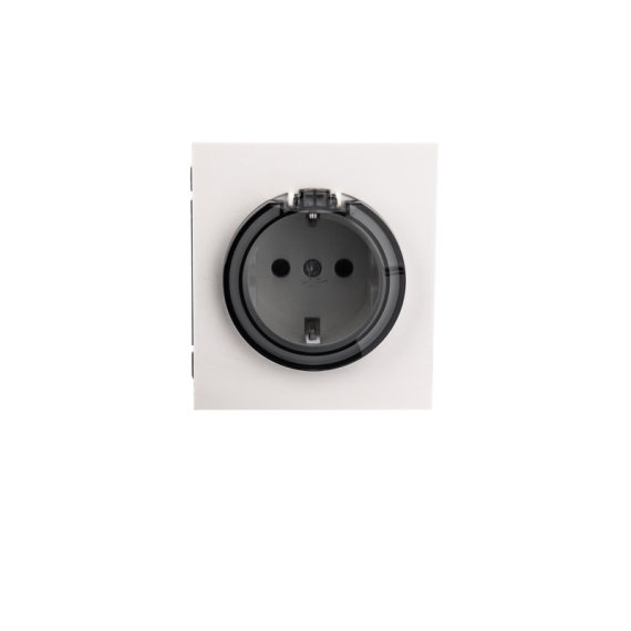 Фотография товара 'KR-78-0702-4 Розетка STRONG 1-ая с/з с/у, со шторками и крышкой 16А'