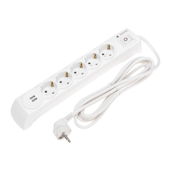 Фотография товара 'Kranz 13-4700 Фильтр сетевой 5 гнезд, 3м, 3х1,5мм?, с автовыкл'