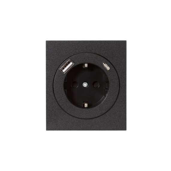 Фотография товара 'KR-78-0704-5 Розетка STRONG 1-ая с/з с/у з/ш 16А с USB A+C быстрой зарядки 5В/3А'